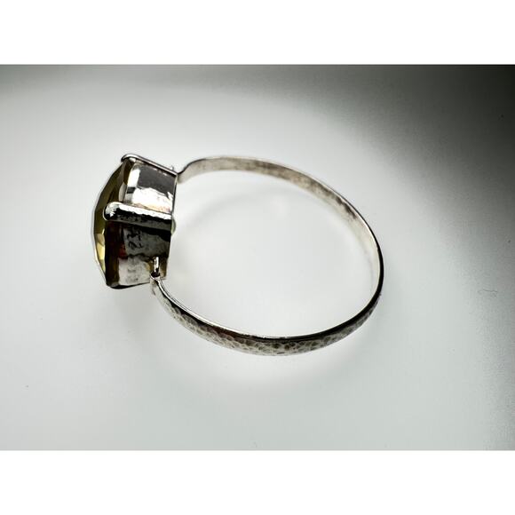 Lemon Citrine Latch Bangle Handmade Sterling 925 Silver 6.5" - Picture 11 of 11